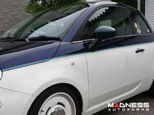 FIAT 500 Mirror Covers - Carbon Fiber - Verde Azzurro/ Blue-Green